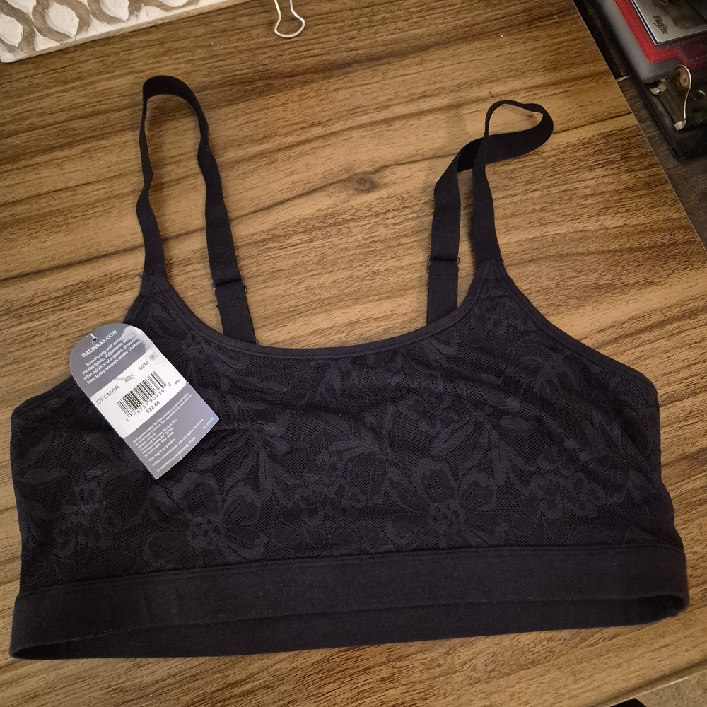 Bali Women's Black Lace Bralette Size Medium